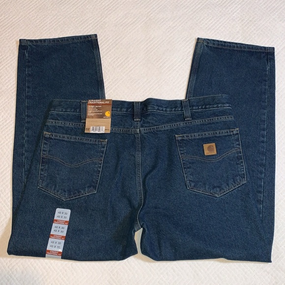 NWT Carhartt Straight Traditional Fit B480 DVB Denim Jeans, Men’s 40x30 - Picture 1 of 16